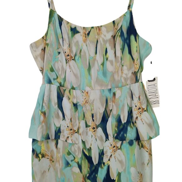BB Dakota Dress Womens 6 Mint Floral Debralyn Sheath Mini Satin Special Occasion - Picture 5 of 15